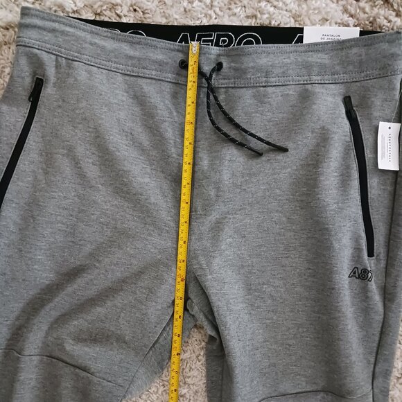 NWT Aeropostale Mens Jogger Pants Drawstring Waist Grey Size XL Zipper Pockets - Picture 9 of 12